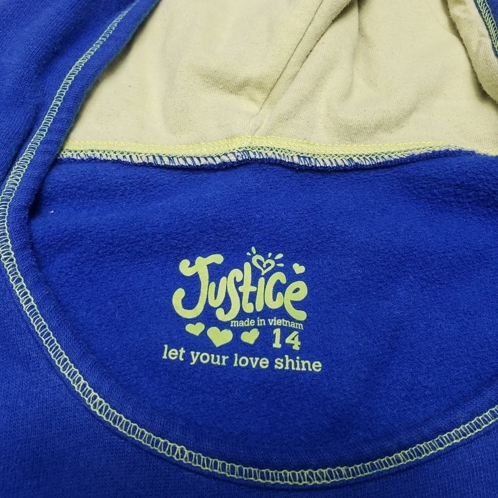 justice girls size 14 blue and yellow share a smile sweater
